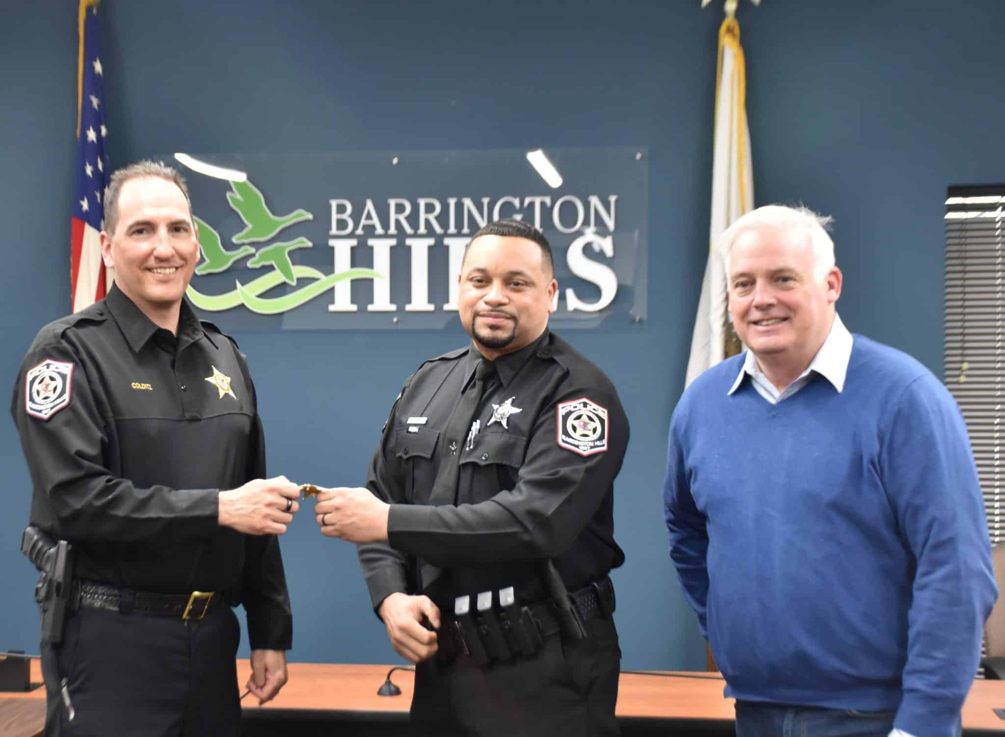 receiving the sergeant's badge