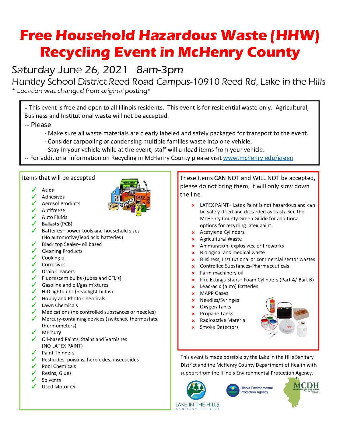 Household Hazardous Waste Recycling in McHenry County for All IL Residents Village of