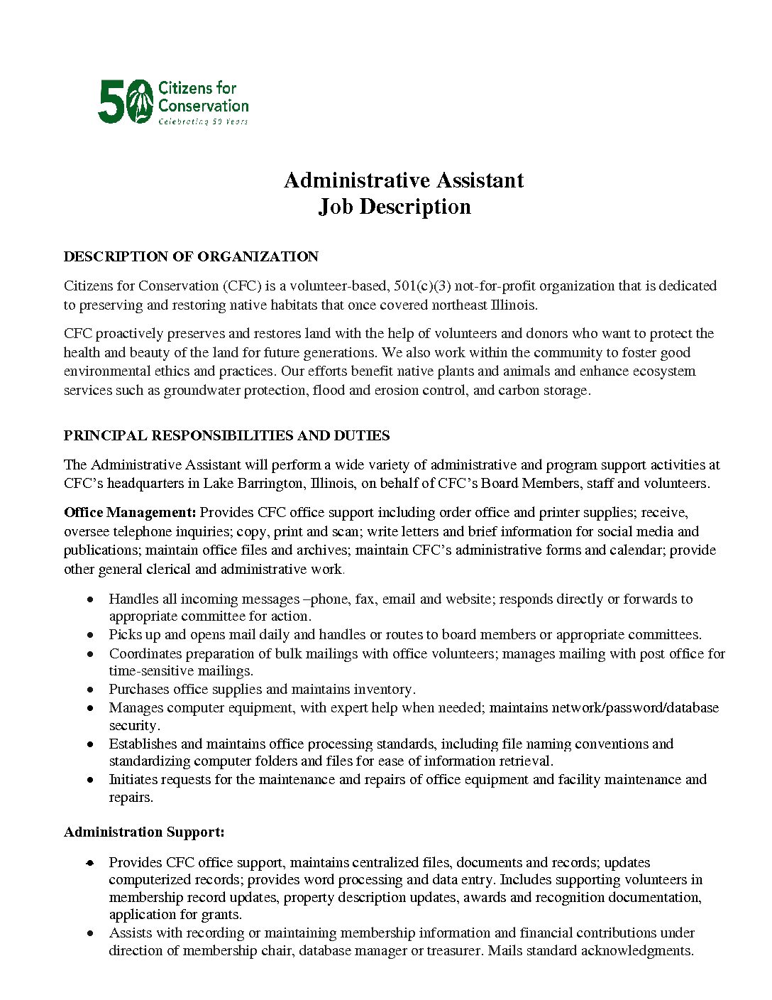 Administrative Assistant Job Description