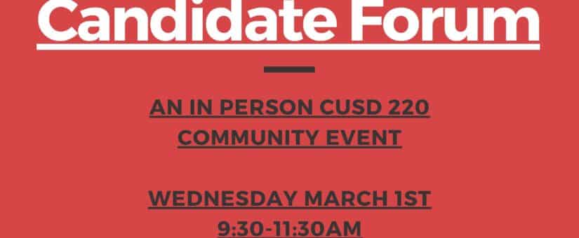 D220 School Board Candidates’ Forum: Wednesday, March 1