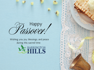 Pastel Blue Simple Photo Floral Greeting Passover (350 x 200 px)